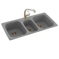 thumbnail image 2 of Swan KS04422TB. 018 Dual Mount Composite 44 inch x 22 inch x 9 inch 1-Hole Triple Bowl Kitchen Sink in Bisque, 2 of 7