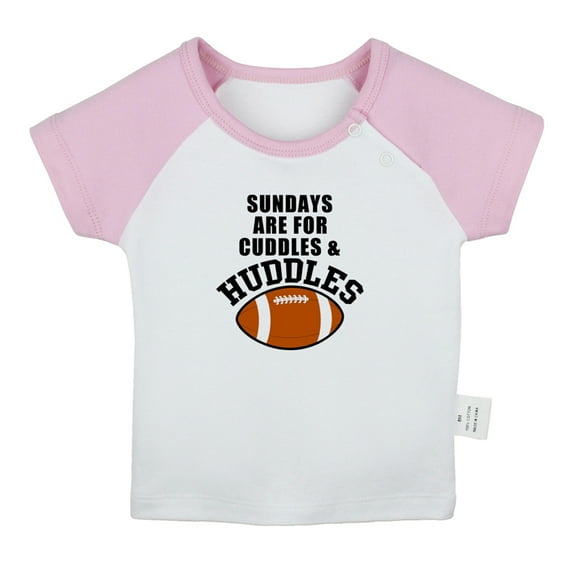 Sundays are for Cuddles & Huddles Funny T shirt For Baby, Newborn Babies T-shirts, Infant Tops, 0-24M Kids Graphic Tees Clothing (Short Pink Raglan T-shirt, 0-6 Months)