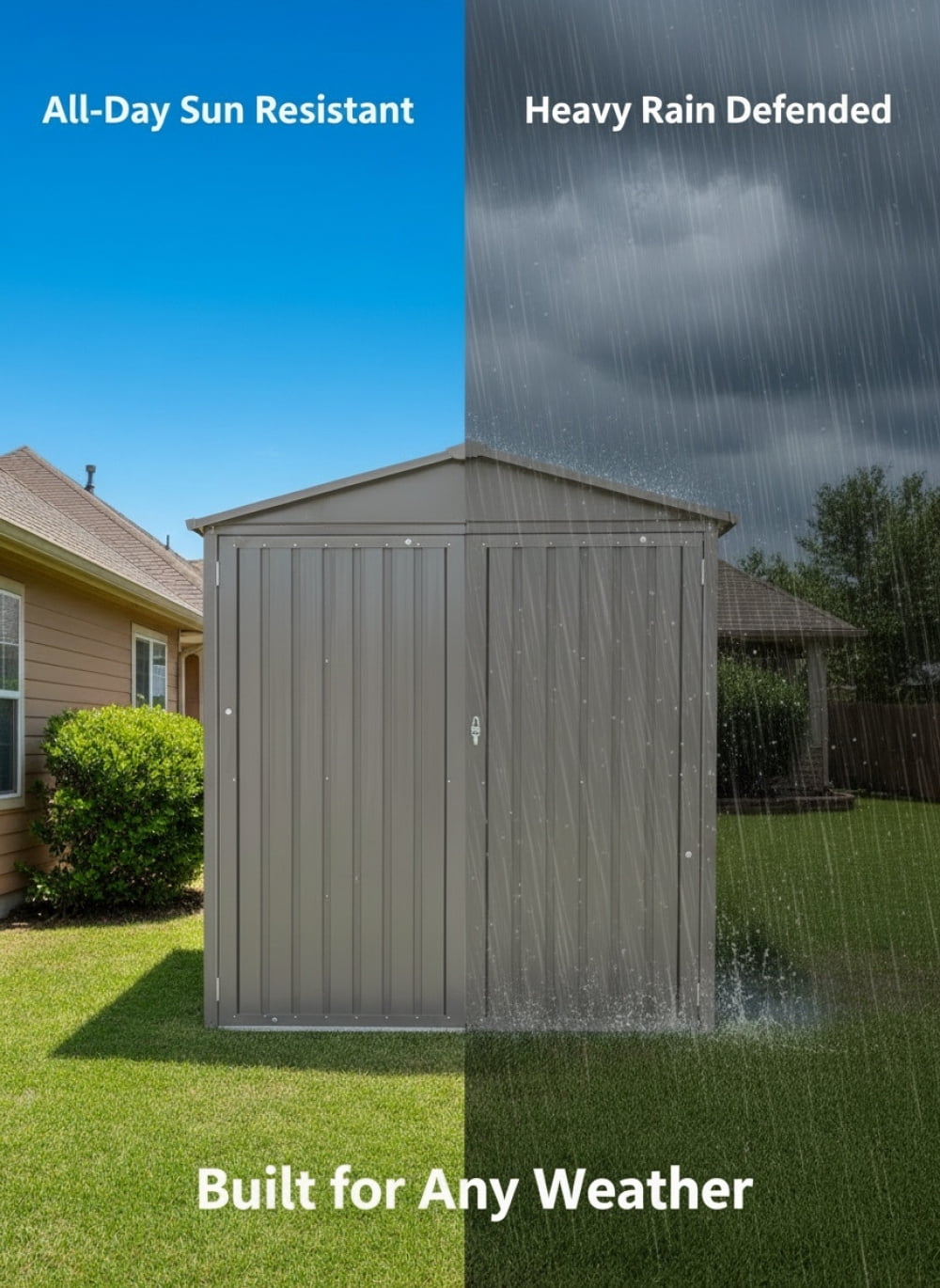 10x5 Ft Metal Motorcycle Outdoor Storage Shed/Shelter/Garage with Window & Lockable Door for Bikes Garden Tools Motorcycles, Grey
