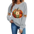thumbnail image 2 of VKOYWKM Women's Fall Thanksgiving Sweatshirt Pumpkin Graphic Crewneck Long Sleeve Pullover Top, 2 of 5