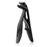 BEZOX Angled Head Nail Clippers for Seniors - Ergonomic Toenail Clipper for Thick Nails, Nail Cutters with Catcher - Black