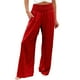 thumbnail image 1 of Pantalones anchos de lino de cintura alta para mujer: pantalones palazzo con cintura elástica y bolsillos para la playa/informal (S-XXL), 1 of 5