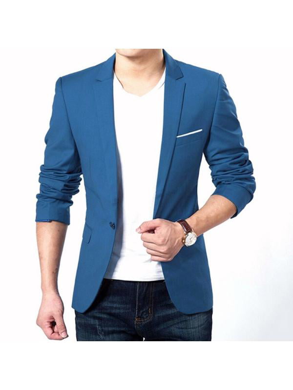 Stylish Men's Casual Slim Fit Formal One Button Suit Blazer Coat Jacket Tops 