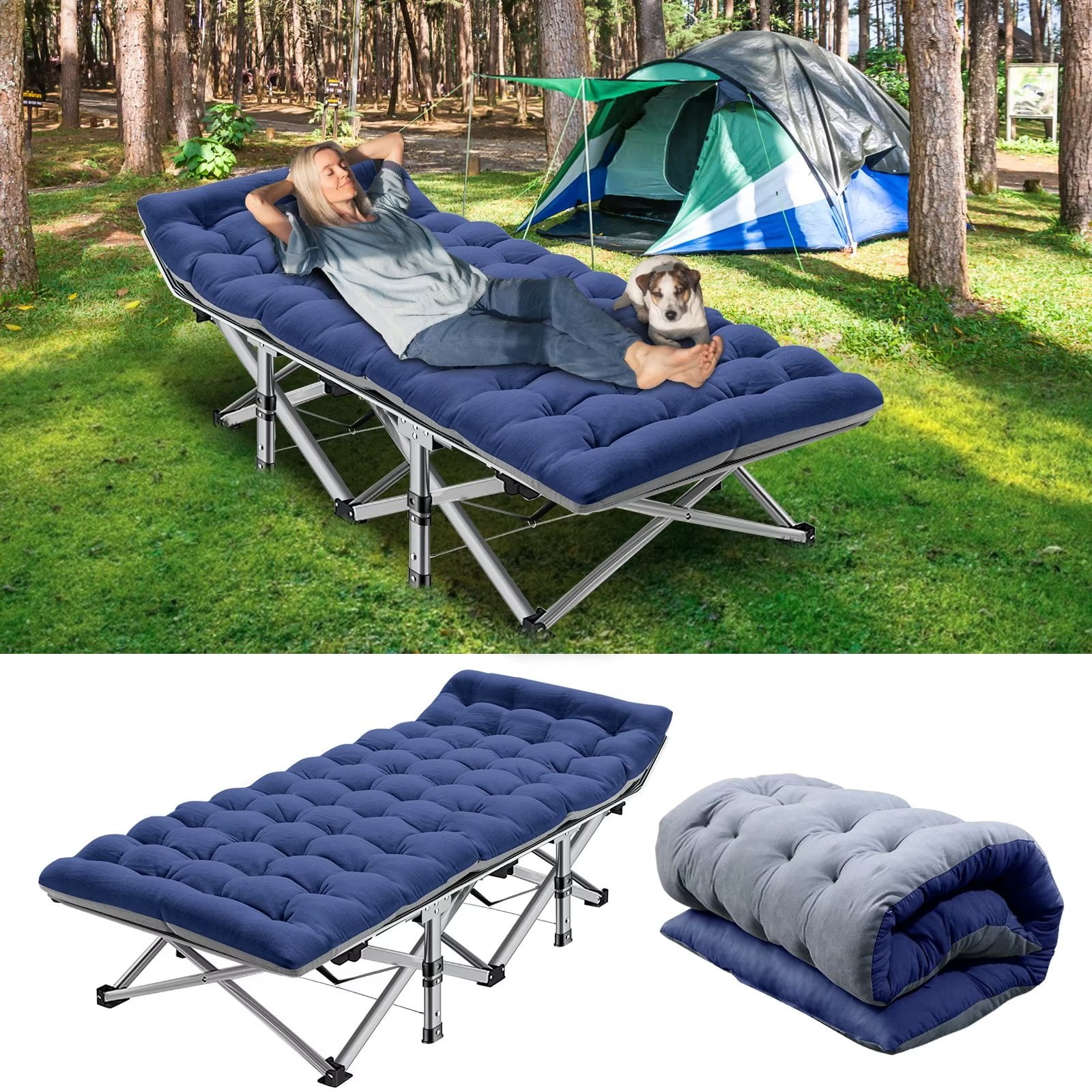 Lilypelle Folding Camping Cot, Double Layer Oxford Strong Heavy Duty