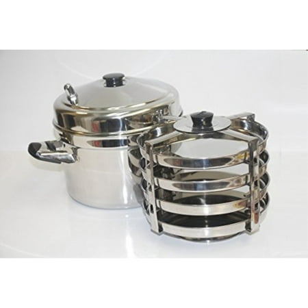 

Tabakh DC-204 4-Plate Stainless Steel Dhokla Stand with Cooker Large Silver