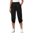 thumbnail image 2 of Capri Pants for Women Spring Summer Elastic Waist Straight Leg Cropped Pants with Pockets Womens Capris, 2 of 7