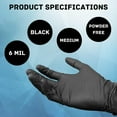 thumbnail image 2 of MMBM Black Nitrile Exam Gloves Medium, 500 Pack, Powder Free, 6 Mil, Medical Grade, 2 of 7