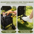 thumbnail image 5 of Track Seven Wagon Stroller for 4 Kids, Heavy-Duty 4 Seater Folding Quad Wagon with 5-Point Harness, Removable Sun Canopy & Snack Tray, All-Terrain PU Wheels, Adjustable Handles & Storage Basket,Black, 5 of 8