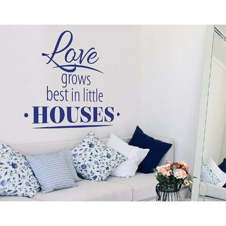 Love Grows Best in Little Houses Wall Decal - wall decal, sticker, mural vinyl art home decor, quotes and sayings - 4509 - Dark gray, 47in x