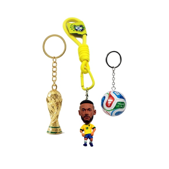 SET 4 LLAVERO NEYMAR-BALON- COPA-JERSEY MUNDIAL 2026