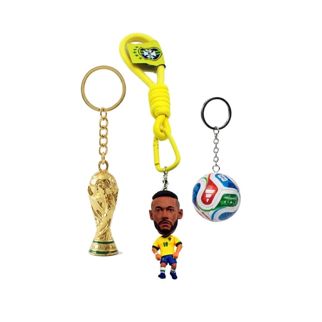 SET 4 LLAVERO NEYMAR-BALON- COPA-JERSEY MUNDIAL 2026