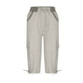 thumbnail image 5 of Olyvenn Women's Fashion Casual High Waist Cargo Pants A-Line Loose Wide Leg Pocket Quick Drying Pants Workout Loose Full Length Pants for Women Trendy 2023 White 10, 5 of 6