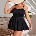 thumbnail image 3 of Women's Plus Size Two-Piece Bikini Set with Skirt Split Swimsuit, Flattering Swimwear for Beach, Pool, and Vacation, Ideal for Spring Break and Summer Fun Black L, 3 of 6