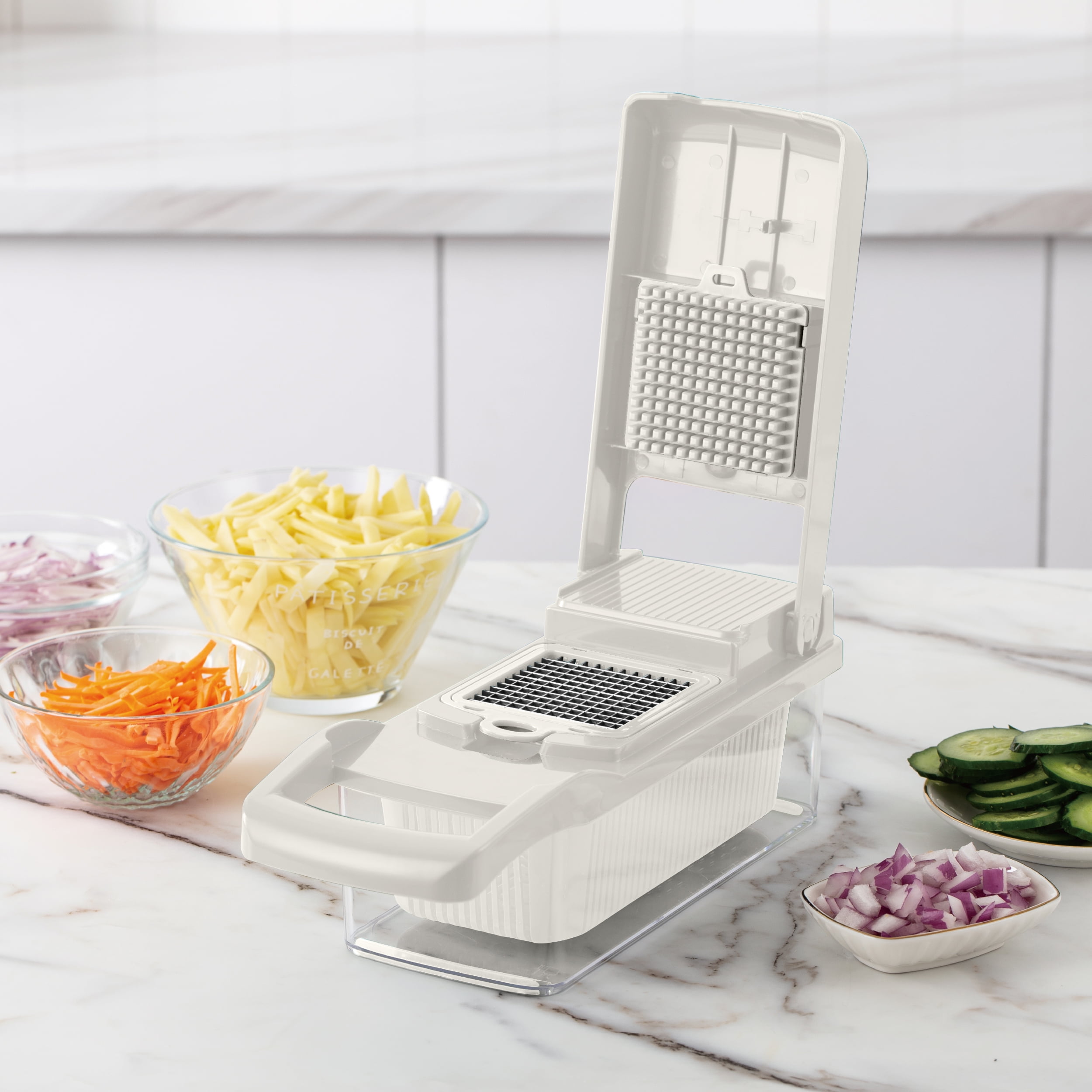 Cook with Color 14-in-1 Hand Food Chopper, Dicer, & Slicer with Container for Veggie, Cheese, Onion, & Potato, Versatile & Efficient Vegetable Cutter