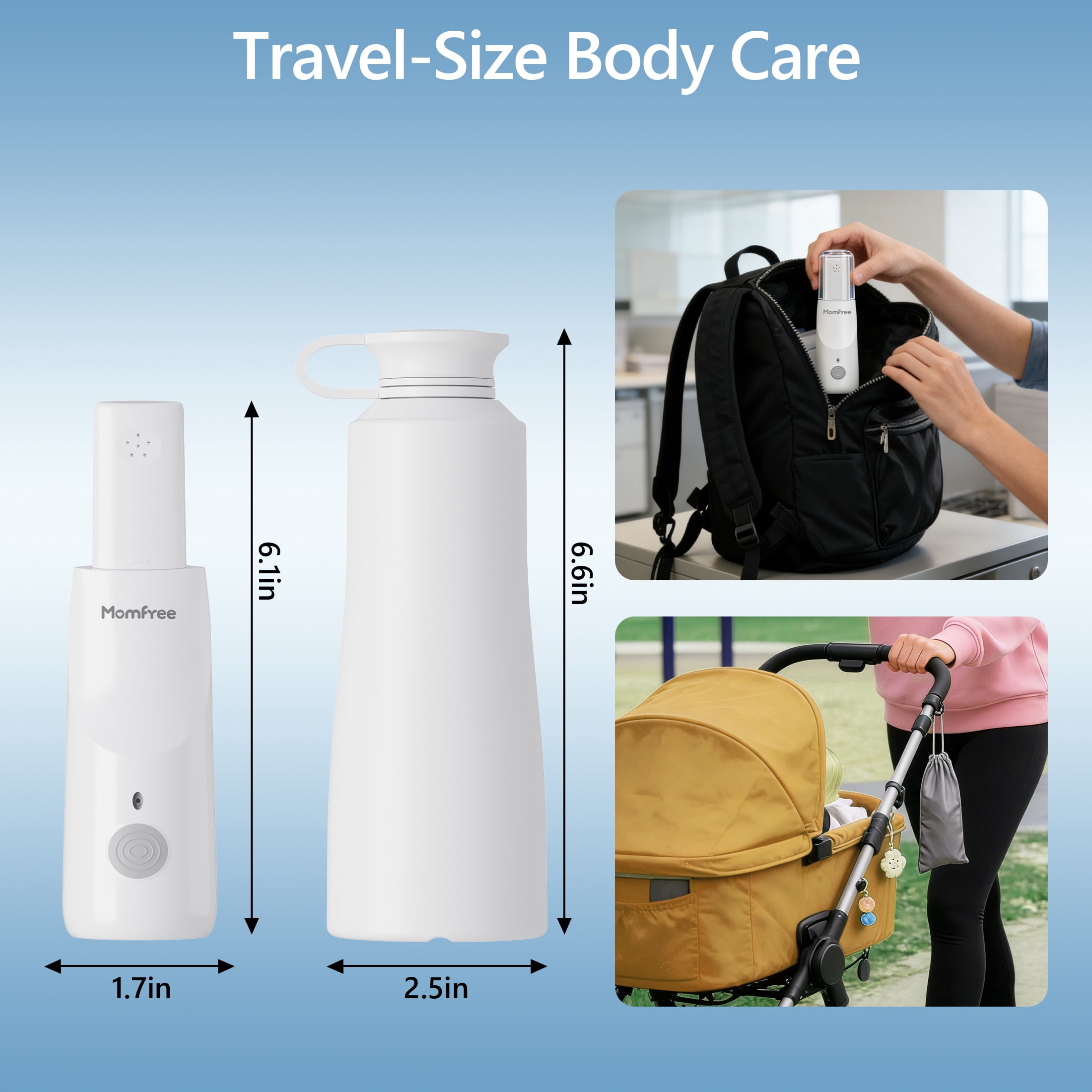 Momfree Portable Electric Bidet Sprayer, 350ml Bottle, 3 Spray Modes, USB-C Rechargeable, IPX7 Waterproof, for Travel & Postpartum Personal Hygiene