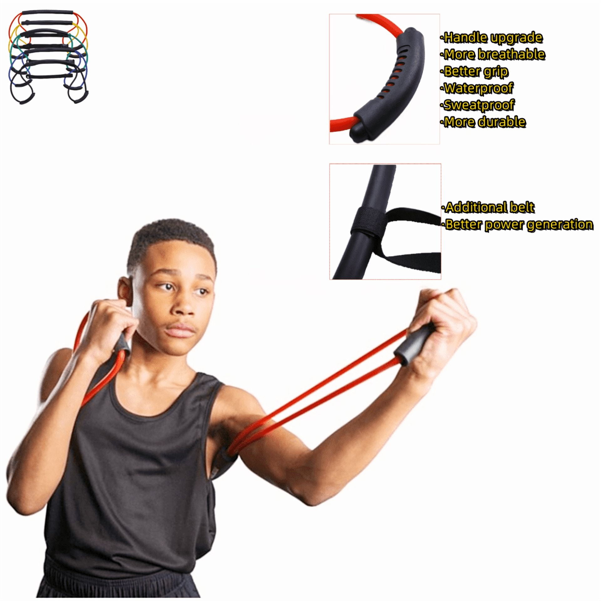 Boxing Resistance Band, Boxing Band for Boxing Kickboxing Gym Workout Home Training with Varied Resistance Levels 35LB Black + Belt