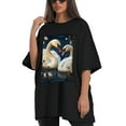 thumbnail image 4 of Plus Size Shirt for Women Black Tops for Women Short Sleeves Shirt for Women Swans T Shirt Crewneck Shirt for Women XL, 4 of 5