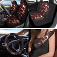 thumbnail image 2 of Jeiento Gothic Skull Seat Covers for Cars Full Set with Steering Wheel Cover Seatbelt Covers Car Coasters Trash Bag Air Vent Storage Bag Red Rose Keychain, Fit for SUV Truck Van Sedan, 2 of 7