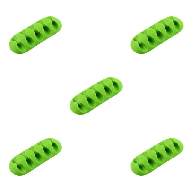 QualitChoice Silicone USB Cable Organizer Cable Winder Desktop Tidy Management Clips Cable Holder for Mouse Headphone Wire Organizer green 5Set