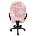 thumbnail image 3 of Flower Office Chair Slipcover, Floral Feminine Pattern with Repeating Silhouette Petals and Leaflets, Protective Stretch Decorative Fabric Cover, Standard Size, Pale Pink and Eggshell, by Ambesonne, 3 of 5