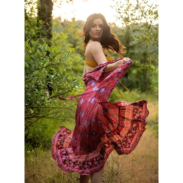 Vestido Largo De Lino Verde Mar: Vestido Bohemio Cruzado Con