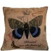 KO & Company 120376.17SQ 17 in. Elegant Decor Butterfly Throw Pillow, Black & Blue