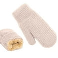 thumbnail image 2 of CUZIBR Mittens For Women Soft Fuzzy Lined Warm Knitted Mittens Finger Solid Color Thermal Cozy Thick Handwear For Cycling Running Outdoor Activities, 2 of 9