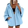 thumbnail image 2 of Perfectbot Women's Elbow-Length Sleeve Zip Up Hoodie Oversized Baggy Hooded Sweatshirt with Pockets, 2 of 8