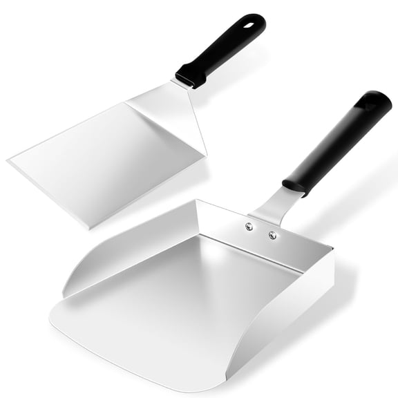 Gutsdoor Extra Large Griddle Spatula and Smash Burger Spatula, Stainless Steel Grill Scraper for Kitchen and Camping, BBQ Grill Food Shovel, Pizza Shovel, Grill Accessories For Outdoor Grill, 2 Pack