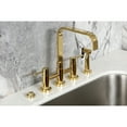 thumbnail image 4 of Kingston Brass KS8252DLBS Concord Two-Handle 4-Hole Deck Mount Bridge Kitchen Faucet with Brass Side Sprayer in Polished Brass, 4 of 8