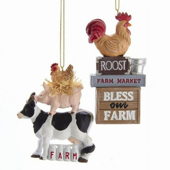 Farm Animal Ornament , set of 2
