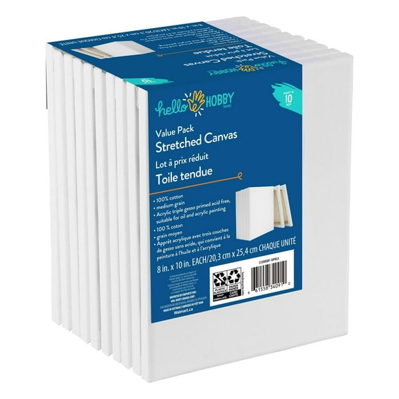 HELLO HOBBY STRETCHED CANVASES 10 PACK VALUE PACK 8 in. x 10 in. EACH, 8 in. x 10 in. EACH