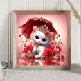 thumbnail image 4 of Pintura de diamante 5D DIY taladro redondo completo rosas de gato real Wdftyju 30x30cm blanco, 4 of 9