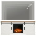 thumbnail image 4 of WAMPAT 75" Fireplace TV Stand,Farmhouse Wooden Entertainment Center with 18" Fireplace, Modern Sliding Barn Door and Storage Shelves for Living Room,Cream White, 4 of 7
