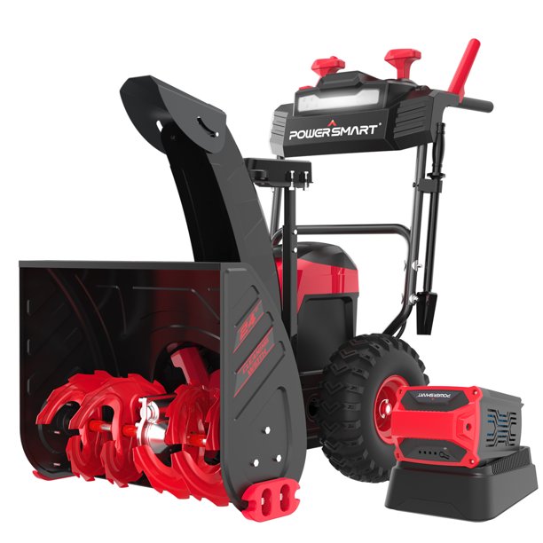PowerSmart Snow Blower 80V 6.0Ah, 24Inch Cordless Snow Thrower, 2Stage Snow Blower with