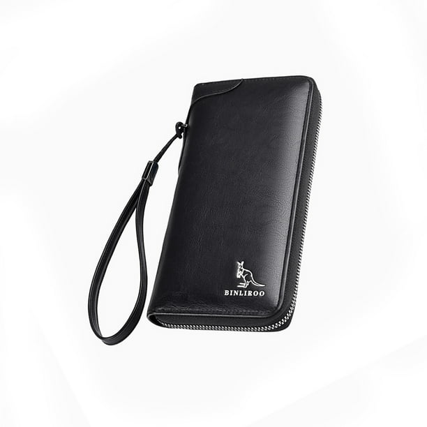 Sonducket Cartera larga con cremallera para hombre, bolsa de crédito, monedero, tarjetero, Vertical, antirrobo, gran capacidad para ama de Carteras Negro
