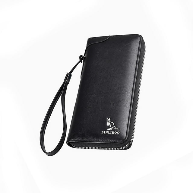 Sonducket Cartera larga con cremallera para hombre, bolsa de crédito, monedero, tarjetero, Vertical, antirrobo, gran capacidad para ama de Carteras Negro