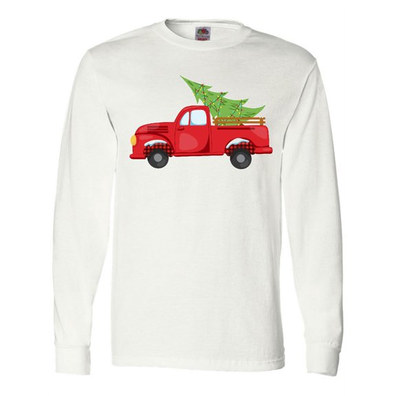Inktastic Christmas Vintage Truck with Christmas Tree Long Sleeve T-Shirt