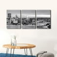 thumbnail image 2 of Cityscape Wall Art Cleveland City Skyline Pictures 3 Piece Canvas Paintings Contemporary Artwork City Night View Panorama Posters and Prints Stretched Framed Ready to Hang, 48" Wx24 H, 2 of 5