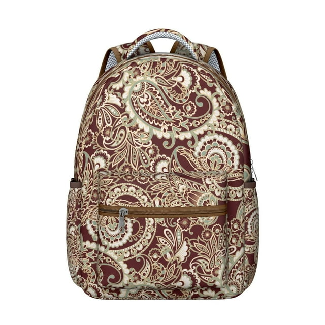 Sac à Dos d'École au Design Bohème Paisley pour Étudiants, Léger et avec Sangle Ajustable, Sac à Dos à Motif Floral Vintage pour l'École et les Activités de Plein Air