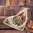 thumbnail image 5 of Cardinal Pair With Holly And Ornate Border, Soft Flannel Blanket with Vintage Holiday Illustration Print, Housewarming Gift and Home Decor for Bedroom and Living Room, 5 of 7