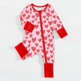 thumbnail image 2 of ZEHJUHAN Baby Girls' Cute Romper, Round Neck Heart Print Long Sleeve Full-Zip Bodysuit For Spring Fall Red，1-3M, 2 of 7