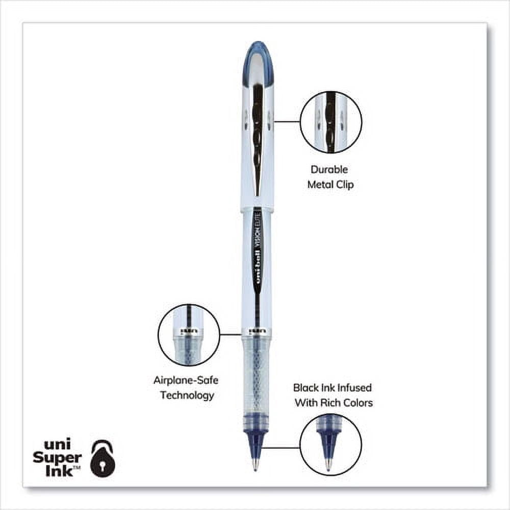 Vision Elite Roller Ball Pen, Stick, Bold 0.8 Mm, Blue-Black Ink, White/blue Barrel | Bundle of 5 Each