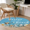 thumbnail image 4 of Sky Blue Coastal Beach Round Area Rug 3.3Ft Washable Circle Rugs for Dining Room Table, Summer Ocean Chic Starfish Flowers Non-Slip Carpet Floor Mats Indoor Outdoor Carpet Runner Aesthetic Home Decor, 4 of 8