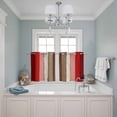 thumbnail image 3 of Red Pink Kitchen Curtains Small Short 39 Inch Length, Farmhouse Wood Grain Vintage Brown Striped Grommet Top Bedroom Living Room Curtains, Light Filtering Cafe Curtain Drapes 2 Panels Set 55''x39'', 3 of 9