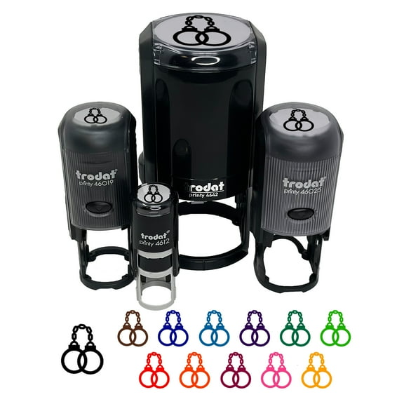 Handcuffs Police Law Enforcement Self-Inking Rubber Stamp Ink Stamper - Black Ink - Mini 1/2 Inch