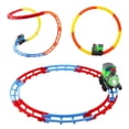thumbnail image 2 of Juego de vías de tren, trenes con vías rodantes con sonido y luces, locomotora de juguete colorida, juego interactivo para niños en edad preescolar, 2 of 7