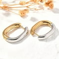 thumbnail image 5 of 5Pair Rectangle Ion Plating(IP) 304 Stainless Steel Hoop Earrings for Women Golden & Stainless Steel Color 23.5x19.5mm, 5 of 6