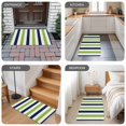 thumbnail image 6 of Green Navy Blue Striped Door Mat Indoor Outdoor, Farmhouse Stripe Art Non Slip Welcome Mat with Rubber Backing, Absorbent Fabric Front Door Mats Entryway Rug for Home Patio Entrance 24"x36", 6 of 9