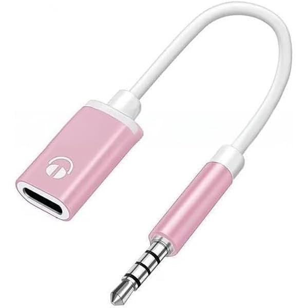 wonima11 USB C to 3.5mm Headphone Adapter with Noise Cancellation, Type-C Audio Jack Converter for Smartphones, Tablets, Laptops and Gaming Devices (Pink)